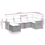 vidaXL Set mobilier grădină cu perne, 6 piese, gri, poliratan
