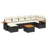 vidaXL Set mobilier de grădină cu perne, 8 piese, negru, poliratan vidaXL Set mobilier de grădină cu perne, 8 piese, negru, poliratan
