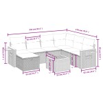 vidaXL Set mobilier de grădină cu perne, 8 piese, negru, poliratan