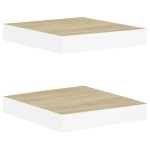 vidaXL Rafturi perete suspendate 2 buc. alb/stejar 23x23,5x3,8 cm MDF vidaXL Rafturi perete suspendate 2 buc. alb/stejar 23x23,5x3,8 cm MDF