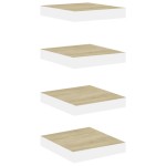 vidaXL Rafturi perete suspendate 4 buc. alb/stejar 23x23,5x3,8 cm MDF vidaXL Rafturi perete suspendate 4 buc. alb/stejar 23x23,5x3,8 cm MDF