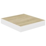 vidaXL Rafturi perete suspendate 4 buc. alb/stejar 23x23,5x3,8 cm MDF vidaXL Rafturi perete suspendate 4 buc. alb/stejar 23x23,5x3,8 cm MDF