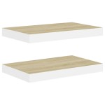 vidaXL Rafturi perete suspendate 2 buc. alb/stejar 40x23x3,8 cm MDF vidaXL Rafturi perete suspendate 2 buc. alb/stejar 40x23x3,8 cm MDF