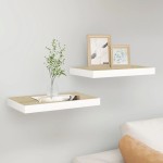 vidaXL Rafturi perete suspendate 2 buc. alb/stejar 40x23x3,8 cm MDF vidaXL Rafturi perete suspendate 2 buc. alb/stejar 40x23x3,8 cm MDF