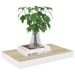 vidaXL Rafturi perete suspendate 2 buc. alb/stejar 40x23x3,8 cm MDF vidaXL Rafturi perete suspendate 2 buc. alb/stejar 40x23x3,8 cm MDF