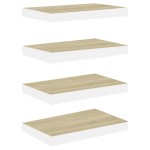 vidaXL Rafturi perete suspendate 4 buc. alb/stejar 40x23x3,8 cm MDF vidaXL Rafturi perete suspendate 4 buc. alb/stejar 40x23x3,8 cm MDF