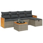 vidaXL Set mobilier grădină cu perne, 6 piese, gri, poliratan