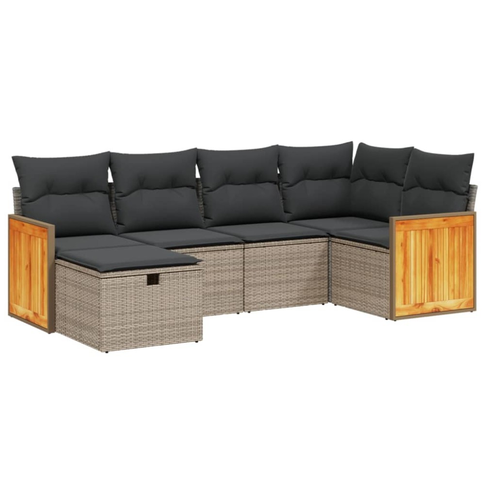 vidaXL Set mobilier grădină cu perne, 6 piese, gri, poliratan