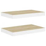 vidaXL Rafturi perete suspendate 2 buc. alb/stejar 50x23x3,8cm MDF vidaXL Rafturi perete suspendate 2 buc. alb/stejar 50x23x3,8cm MDF