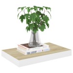 vidaXL Rafturi perete suspendate 2 buc. alb/stejar 50x23x3,8cm MDF vidaXL Rafturi perete suspendate 2 buc. alb/stejar 50x23x3,8cm MDF