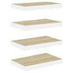 vidaXL Rafturi perete suspendate 4 buc. alb/stejar 50x23x3,8cm MDF vidaXL Rafturi perete suspendate 4 buc. alb/stejar 50x23x3,8cm MDF