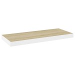 vidaXL Raft de perete suspendat, alb și stejar, 60x23,5x3,8 cm, MDF