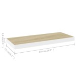 vidaXL Raft de perete suspendat, alb și stejar, 60x23,5x3,8 cm, MDF