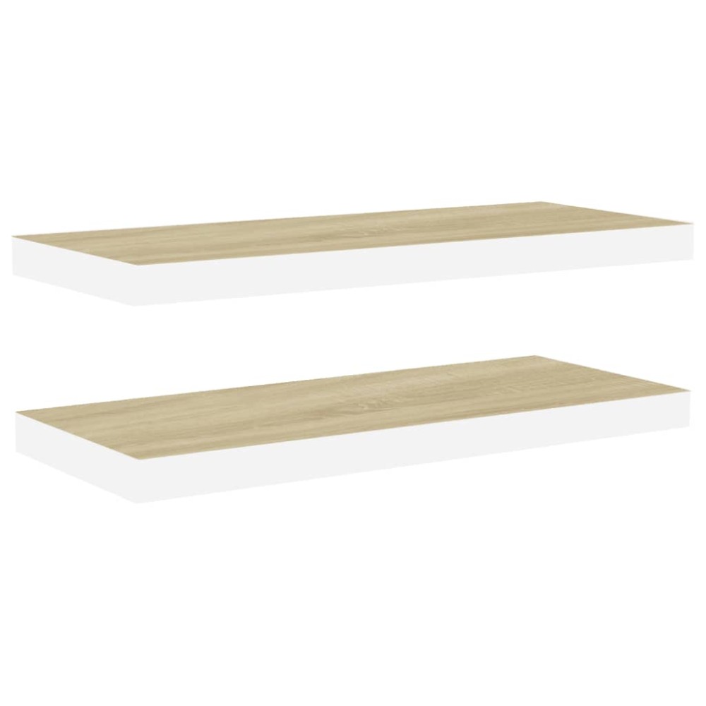 vidaXL Rafturi perete suspendate 2 buc. alb/stejar 60x23,5x3,8 cm MDF