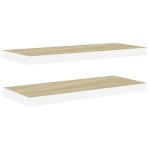 vidaXL Rafturi perete suspendate 2 buc. alb/stejar 60x23,5x3,8 cm MDF vidaXL Rafturi perete suspendate 2 buc. alb/stejar 60x23,5x3,8 cm MDF