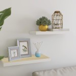 vidaXL Rafturi perete suspendate 2 buc. alb/stejar 60x23,5x3,8 cm MDF vidaXL Rafturi perete suspendate 2 buc. alb/stejar 60x23,5x3,8 cm MDF