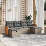 vidaXL Set mobilier grădină cu perne, 6 piese, gri, poliratan vidaXL Set mobilier grădină cu perne, 6 piese, gri, poliratan