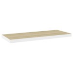 vidaXL Raft de perete suspendat, alb și stejar, 80x23,5x3,8 cm, MDF