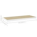 vidaXL Raft de perete suspendat, alb și stejar, 80x23,5x3,8 cm, MDF