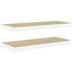 vidaXL Rafturi perete suspendate 2 buc. stejar/alb 80x23,5x3,8 cm, MDF vidaXL Rafturi perete suspendate 2 buc. stejar/alb 80x23,5x3,8 cm, MDF