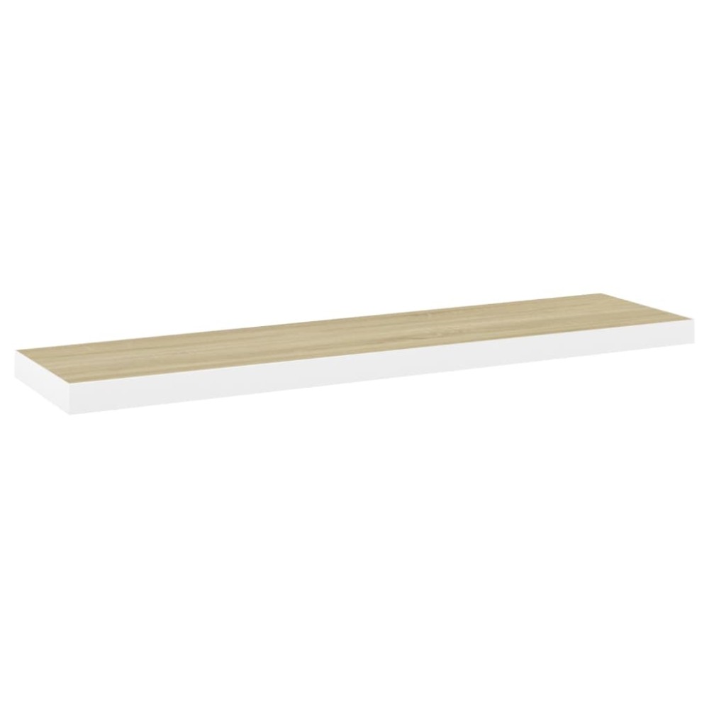 vidaXL Raft de perete suspendat, stejar și alb, 90x23,5x3,8 cm, MDF