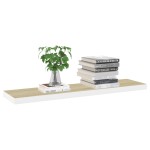 vidaXL Raft de perete suspendat, stejar și alb, 90x23,5x3,8 cm, MDF