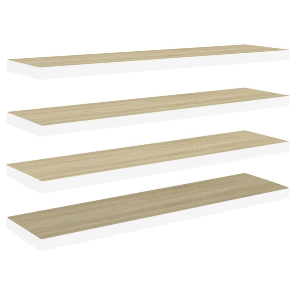 vidaXL Rafturi perete suspendate 4 buc. stejar/alb 90x23,5x3,8 cm MDF