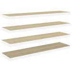vidaXL Rafturi perete suspendate 4 buc. stejar/alb 120x23,5x3,8 cm MDF