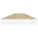 vidaXL Rafturi perete suspendate 4 buc. stejar/alb 120x23,5x3,8 cm MDF