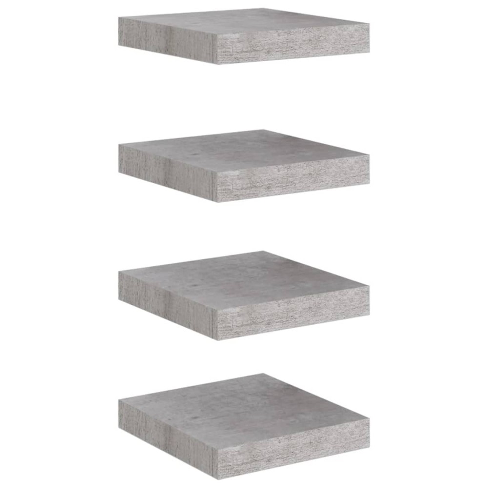 vidaXL Rafturi perete suspendate 4 buc. gri beton 23x23,5x3,8 cm MDF