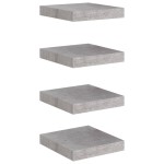 vidaXL Rafturi perete suspendate 4 buc. gri beton 23x23,5x3,8 cm MDF