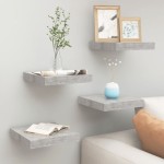 vidaXL Rafturi perete suspendate 4 buc. gri beton 23x23,5x3,8 cm MDF