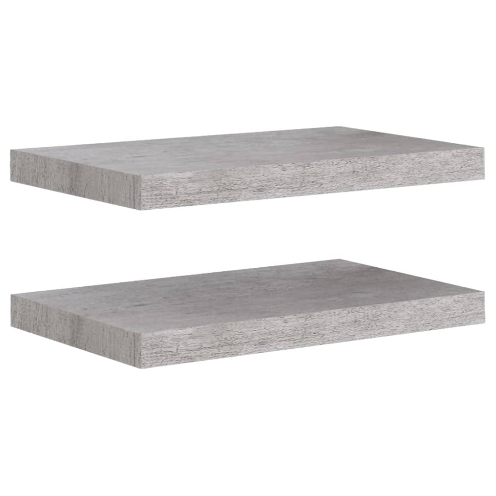 vidaXL Rafturi de perete suspendate 2 buc. gri beton 50x23x3,8 cm MDF