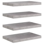 vidaXL Rafturi perete suspendate, 4 buc., gri beton, 50x23x3,8 cm, MDF