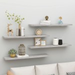 vidaXL Rafturi perete suspendate 4 buc. gri beton 120x23,5x3,8 cm MDF vidaXL Rafturi perete suspendate 4 buc. gri beton 120x23,5x3,8 cm MDF