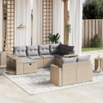 vidaXL Set canapele de grădină cu perne, 10 piese, bej, poliratan