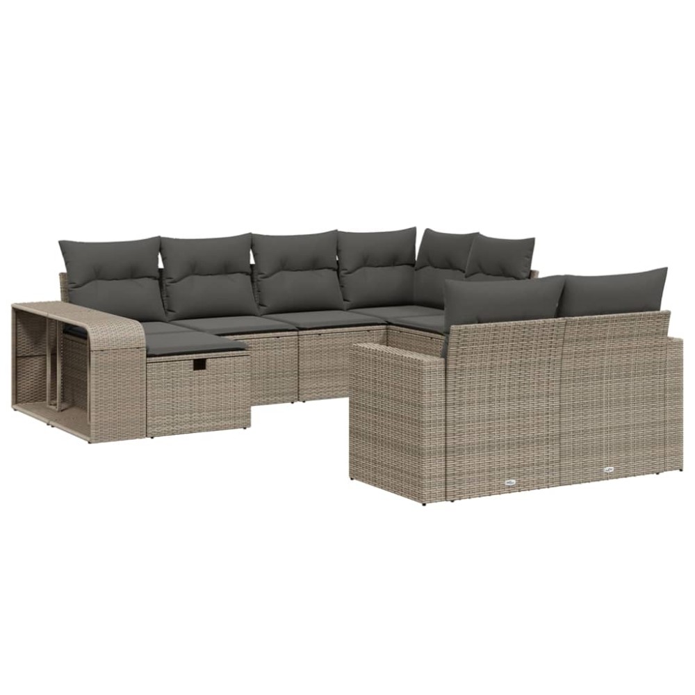vidaXL Set canapele de grădină cu perne 10 piese gri deschis poliratan