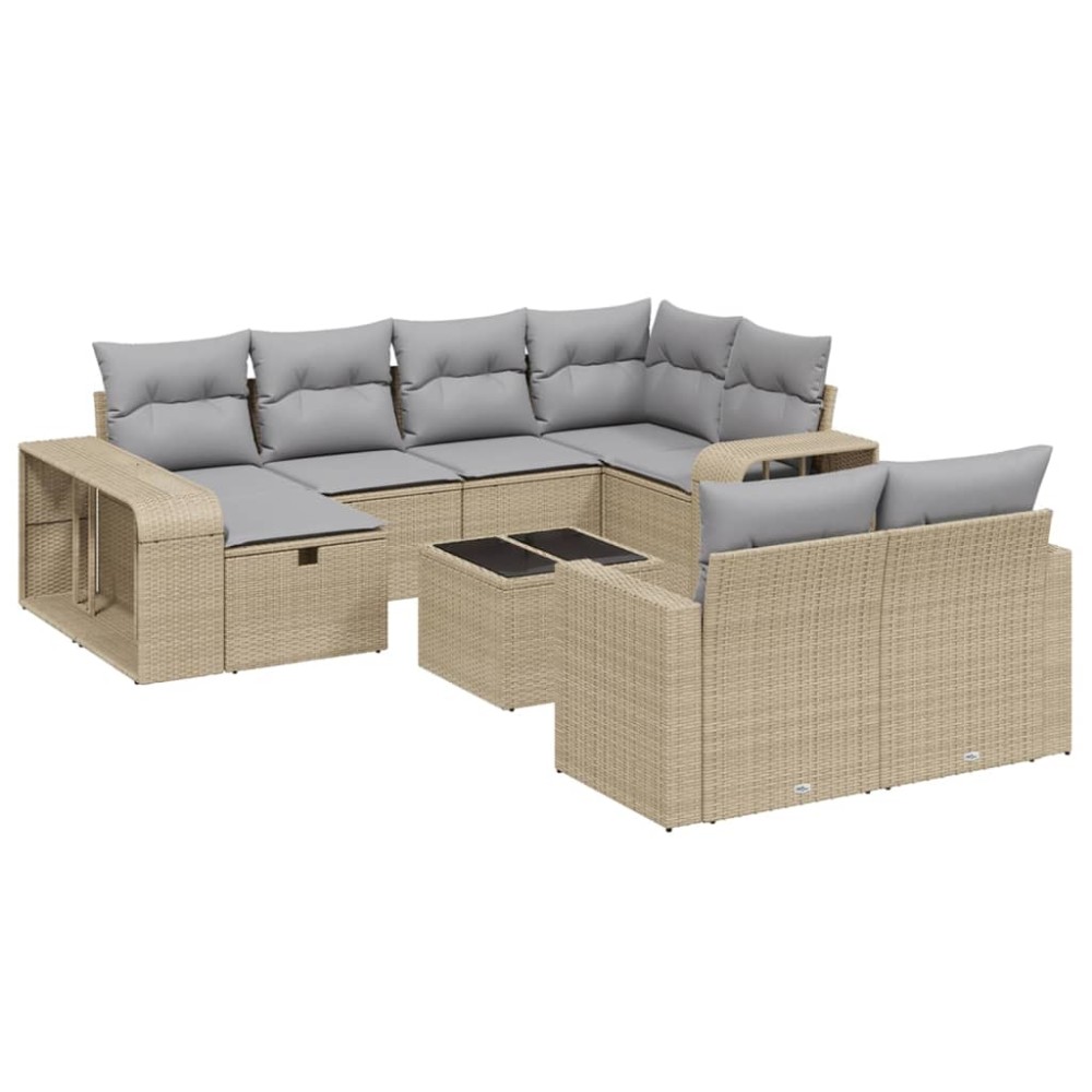 vidaXL Set canapele de grădină cu perne, 11 piese, bej, poliratan