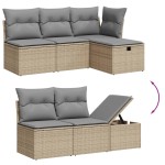 vidaXL Set canapele de grădină cu perne, 11 piese, bej, poliratan