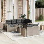 vidaXL Set canapele de grădină cu perne, 11 piese, gri, poliratan vidaXL Set canapele de grădină cu perne, 11 piese, gri, poliratan