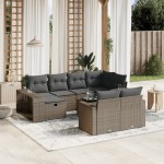 vidaXL Set canapele de grădină cu perne, 11 piese, gri, poliratan vidaXL Set canapele de grădină cu perne, 11 piese, gri, poliratan