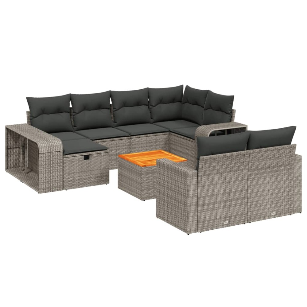 vidaXL Set canapele de grădină cu perne, 11 piese, gri, poliratan