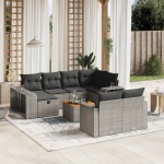 vidaXL Set canapele de grădină cu perne, 11 piese, gri, poliratan vidaXL Set canapele de grădină cu perne, 11 piese, gri, poliratan
