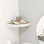 vidaXL Raft de perete de colț, stejar și alb, 25x25x3,8 cm, MDF vidaXL Raft de perete de colț, stejar și alb, 25x25x3,8 cm, MDF