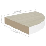 vidaXL Rafturi de perete de colț 4 buc. stejar și alb 25x25x3,8cm MDF
