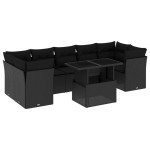 vidaXL Set mobilier de grădină cu perne, 8 piese, negru, poliratan vidaXL Set mobilier de grădină cu perne, 8 piese, negru, poliratan