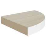vidaXL Rafturi de perete de colț 2 buc. stejar și alb 35x35x3,8 cm MDF vidaXL Rafturi de perete de colț 2 buc. stejar și alb 35x35x3,8 cm MDF