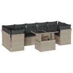 vidaXL Set mobilier de grădină cu perne, 8 piese gri deschis poliratan vidaXL Set mobilier de grădină cu perne, 8 piese gri deschis poliratan