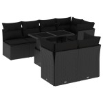 vidaXL Set mobilier de grădină cu perne, 8 piese, negru, poliratan vidaXL Set mobilier de grădină cu perne, 8 piese, negru, poliratan