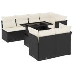 vidaXL Set mobilier de grădină cu perne, 8 piese, negru, poliratan